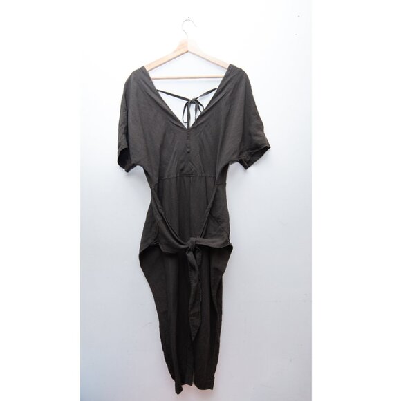 Free People Linen Blend Front Tie Jumpsuit  "Shining Sun" - Picture 2 of 7